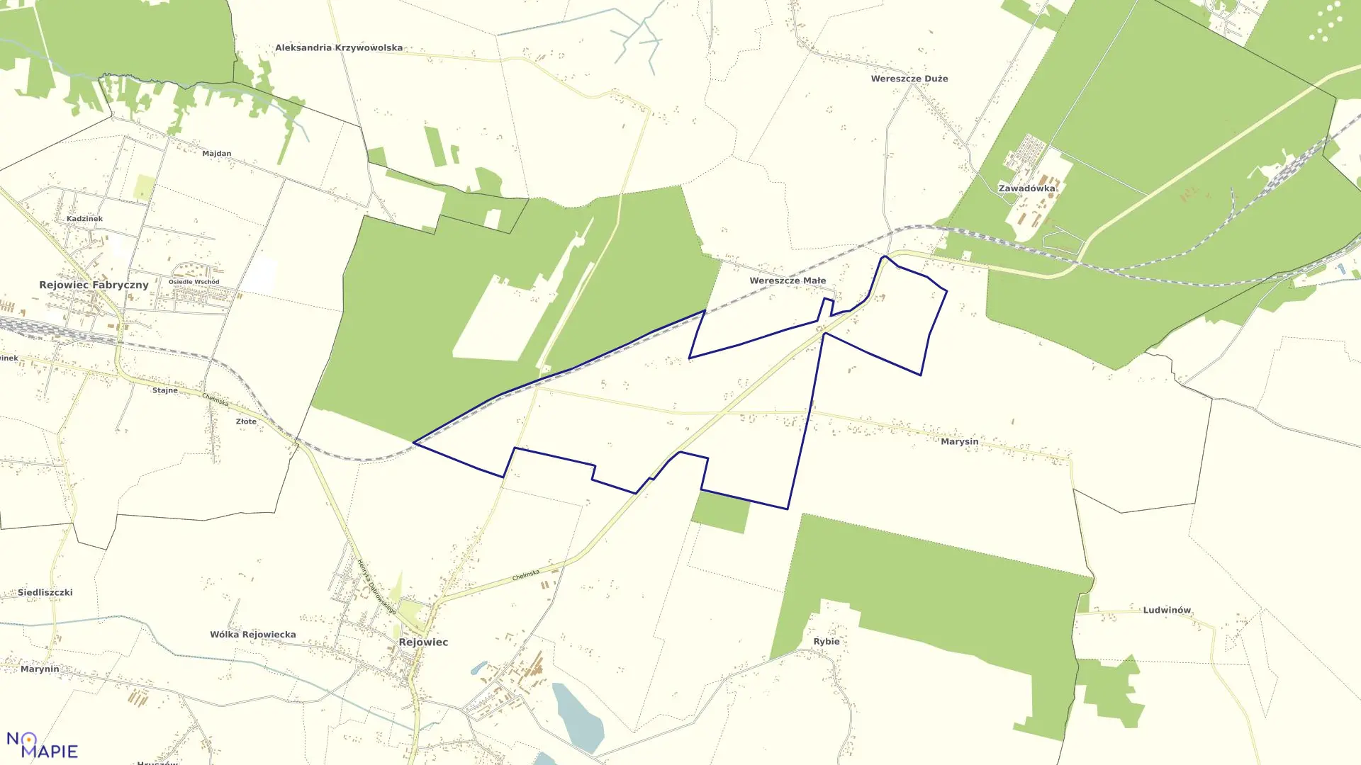 Mapa obrębu ADAMÓW KOLONIA w gminie Rejowiec