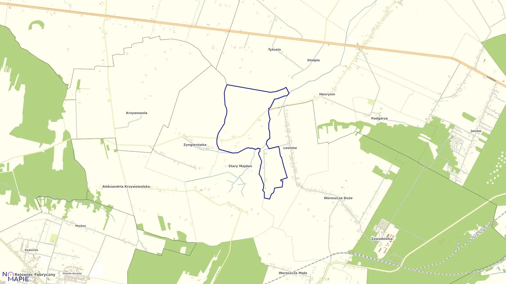 Mapa obrębu BIENIÓW NIEMIRÓW w gminie Rejowiec