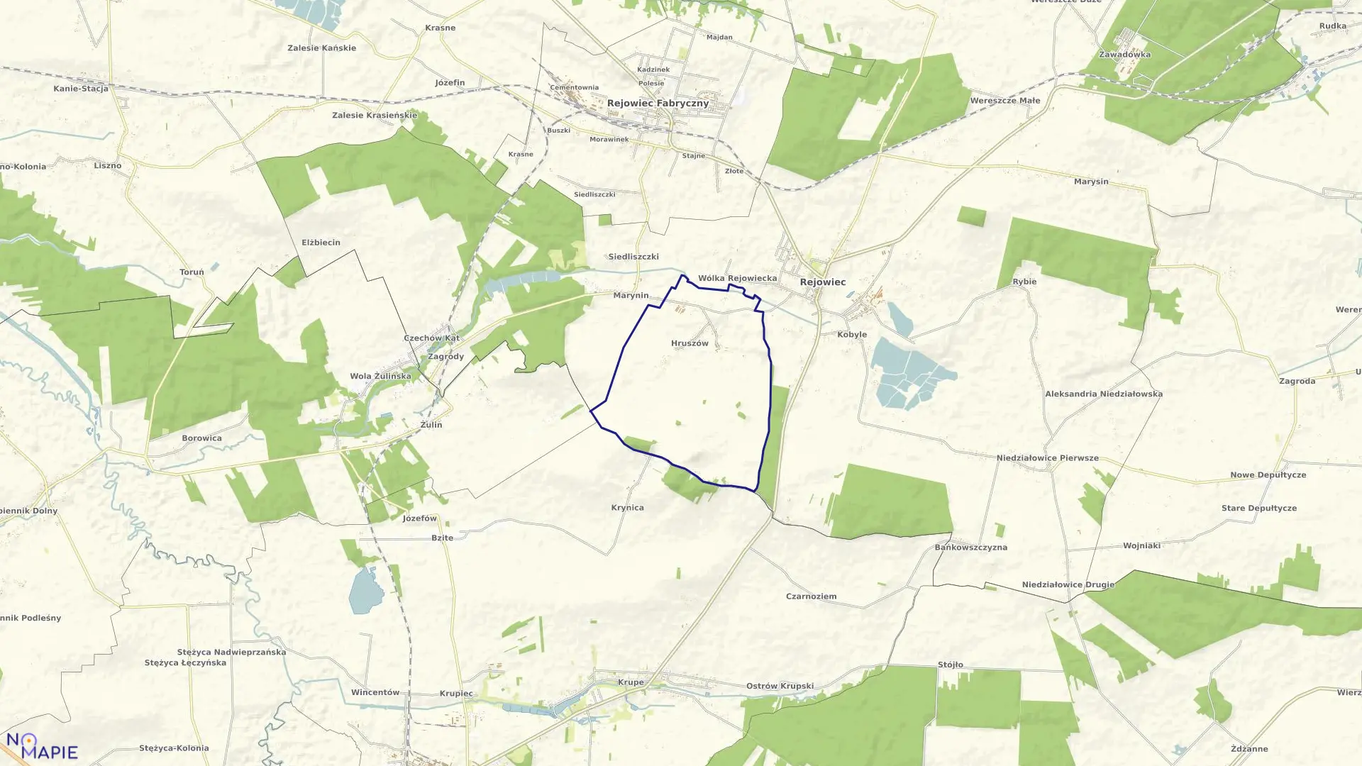 Mapa obrębu HRUSZÓW w gminie Rejowiec