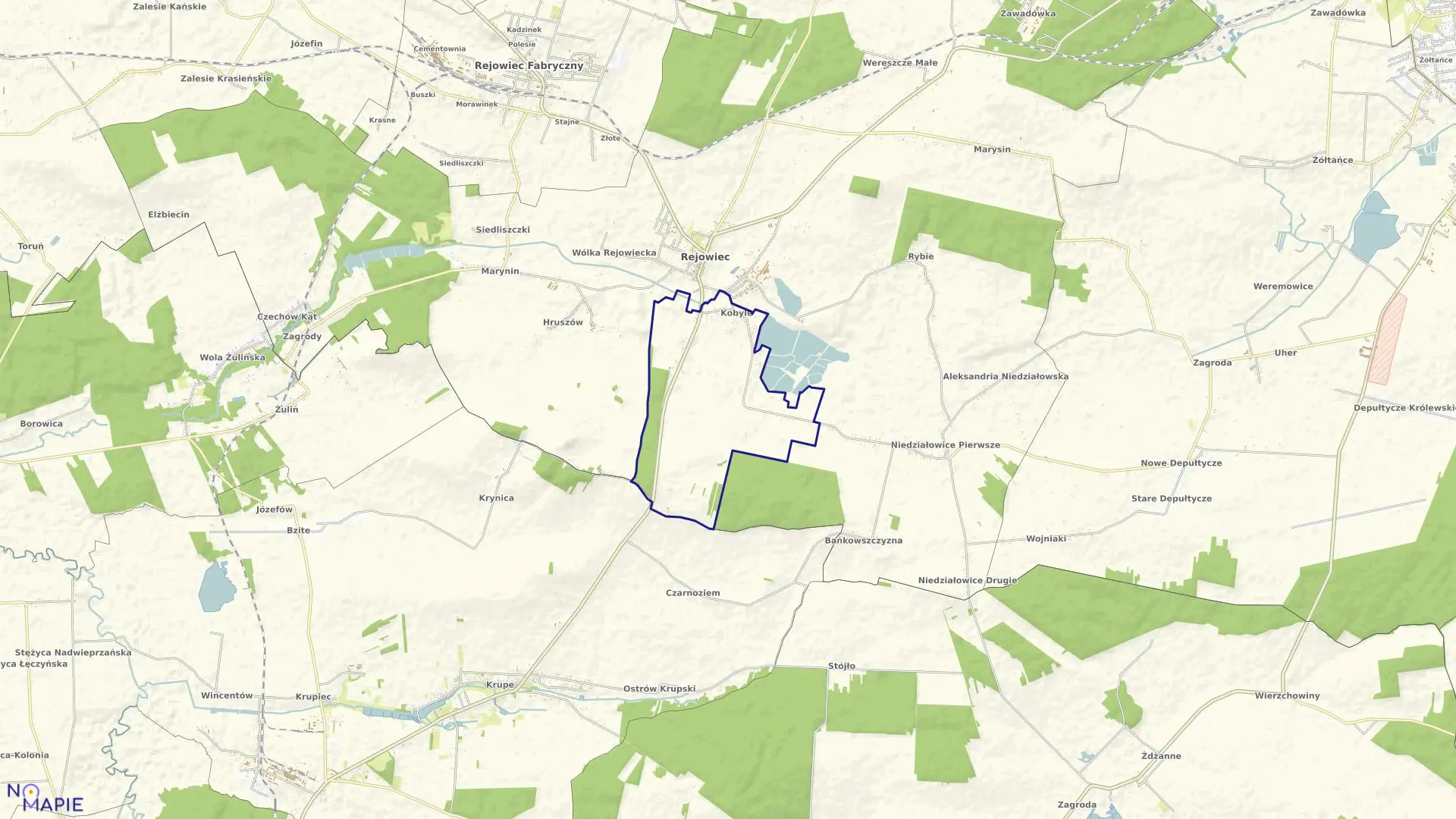 Mapa obrębu KOBYLE w gminie Rejowiec