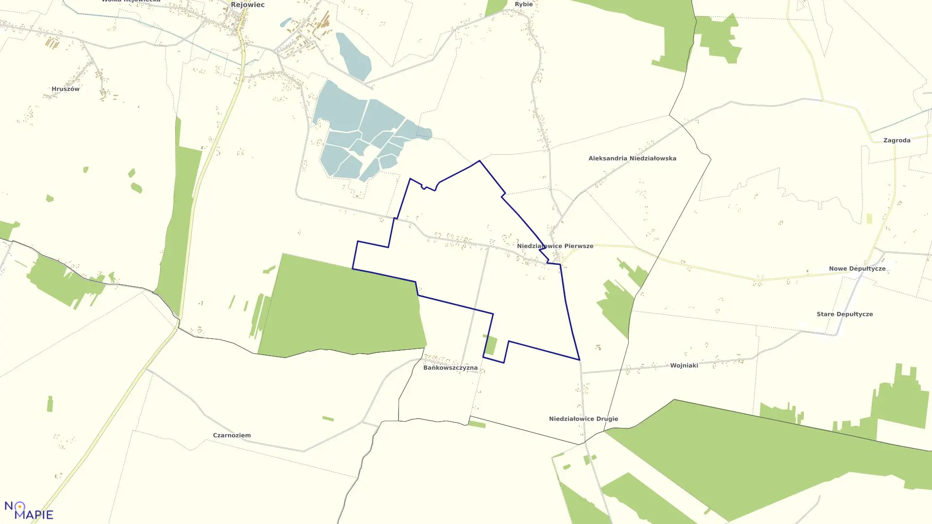 Mapa obrębu NIEDZIAŁOWICE II w gminie Rejowiec