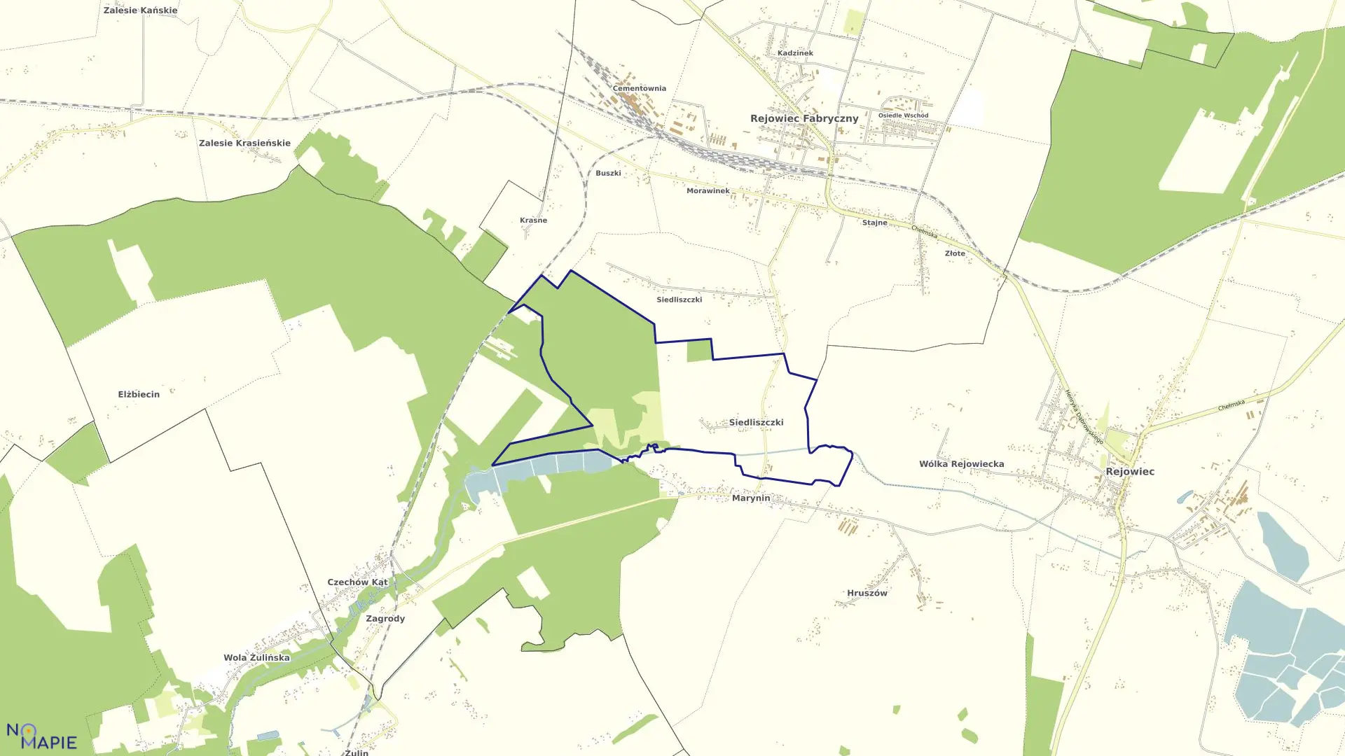 Mapa obrębu SIEDLISZCZKI w gminie Rejowiec